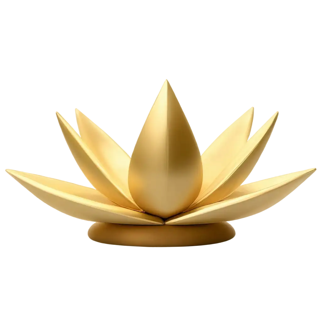 Golden-3D-Lotus-Flower-PNG-with-Material-Ring-for-Logo-Design