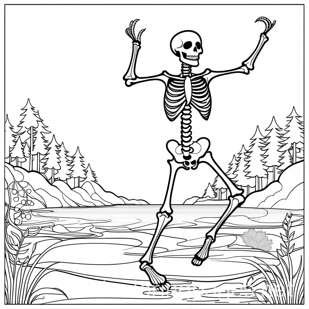 Cheerful-Skeleton-Dancing-with-Decorative-Bones-and-River-Background