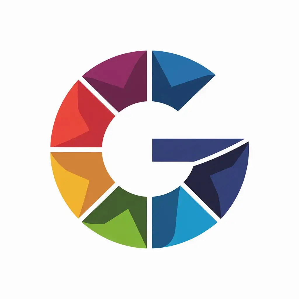 a vector logo design,with the text "G", main symbol:Represent alphabet G with various colors, each color represents one content,Moderate,be used in Entertainment industry,clear background