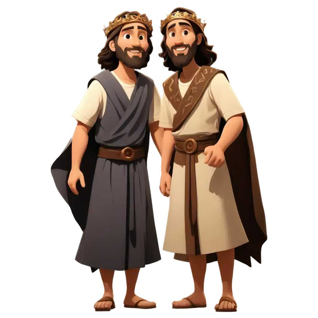 Two-Men-in-Biblical-Clothing-PNG-Image-in-Cartoon-Style-for-Creative-Projects