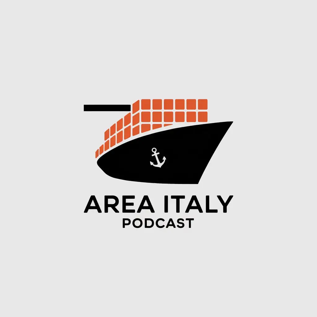 LOGO Design for Area Italy Podcast Naval Container Ship with Orange Containers and Black Hull