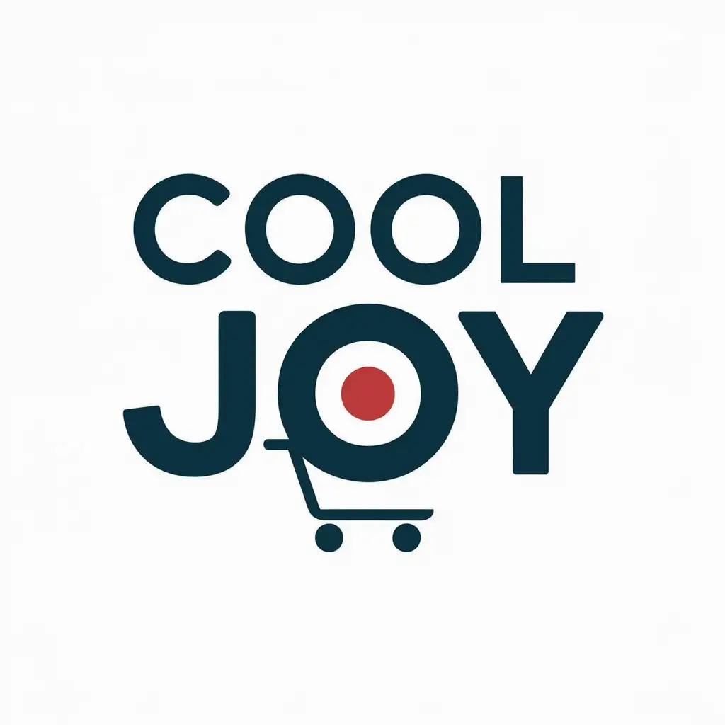 a vector logo design,with the text "cool joy", main symbol:Shopping cart,Minimalistic,be used in supermarket industry,clear background