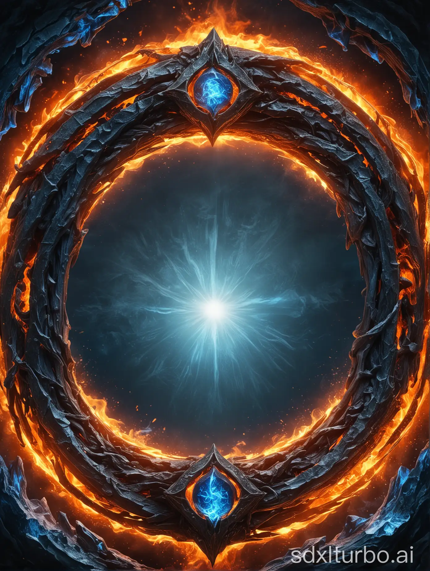 elden ring background fire and ice orange and blue