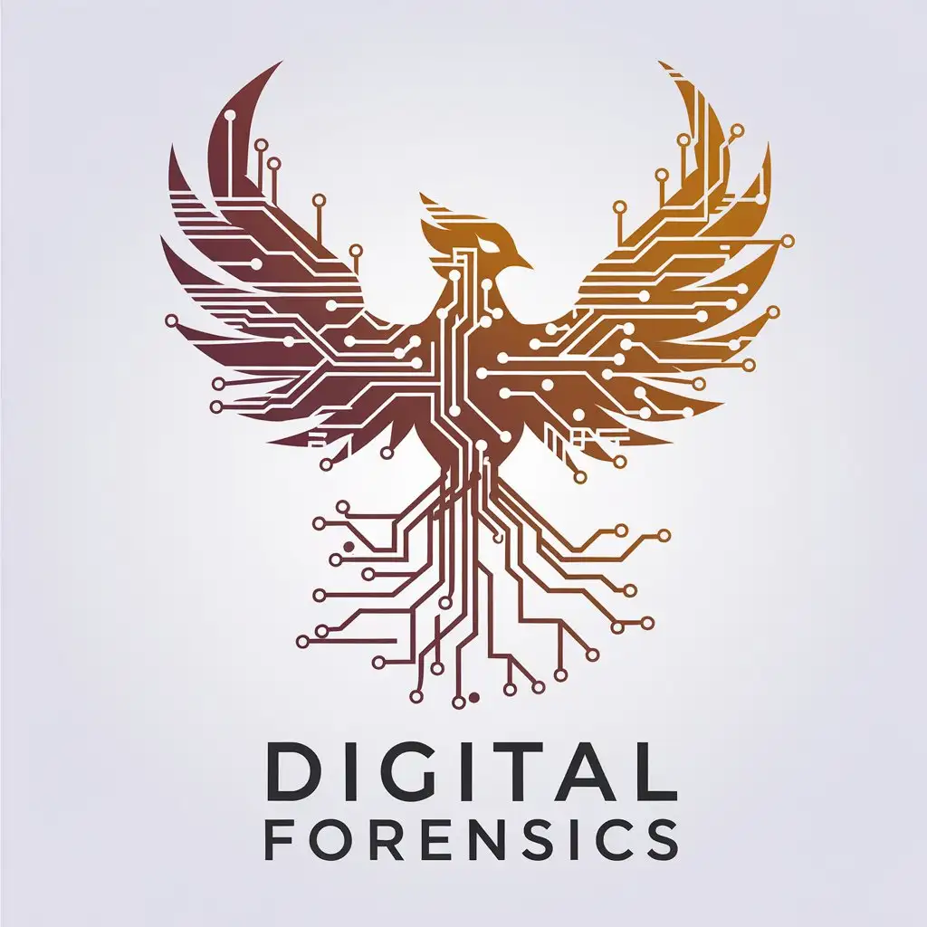 LOGO Design for Digital Forensics Phoenix Bird Symbolizing Reborn Information in a Complex Clear Design