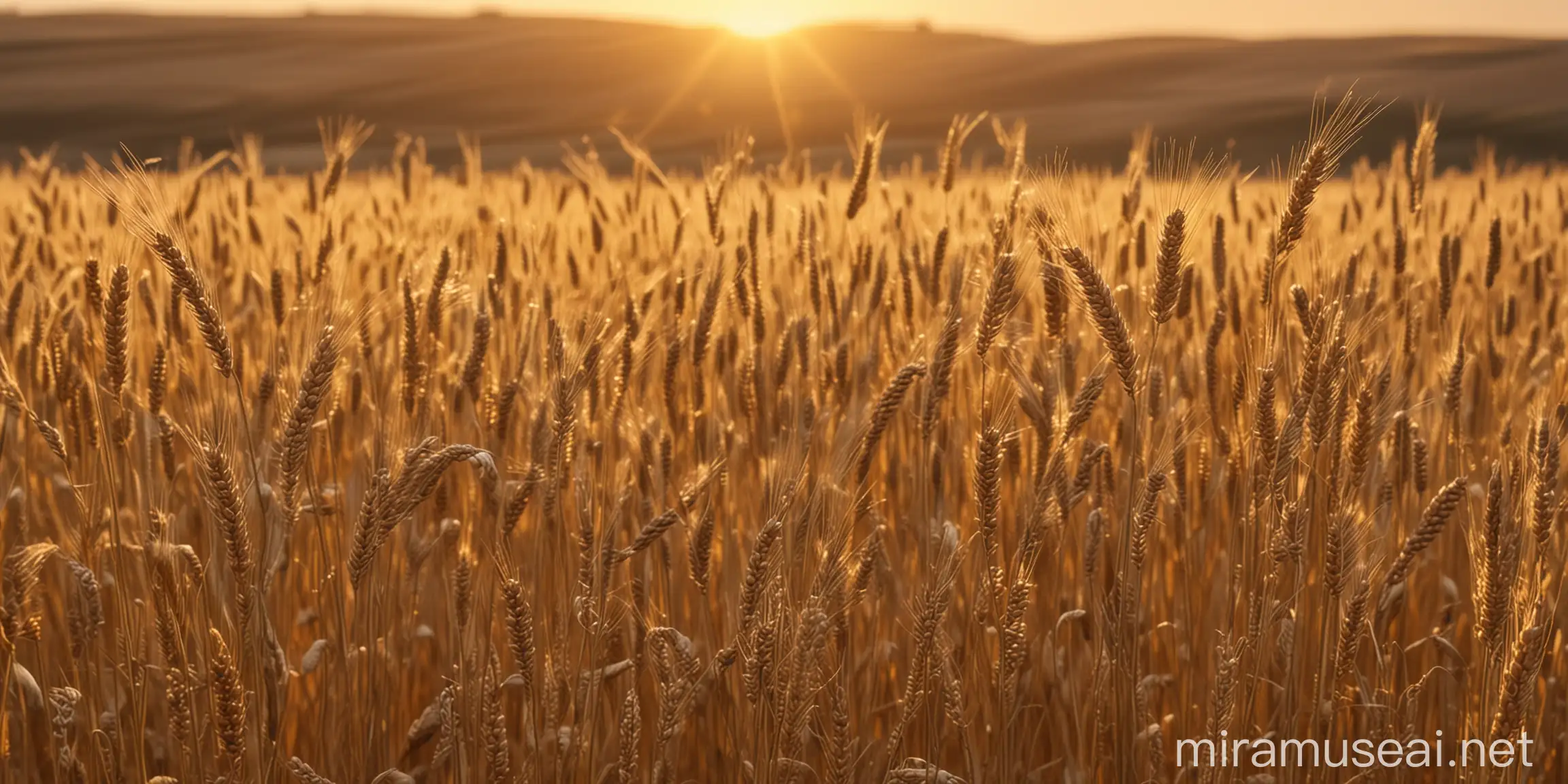 Golden Wheat Fields at Sunset Serene Nature Landscape Photography