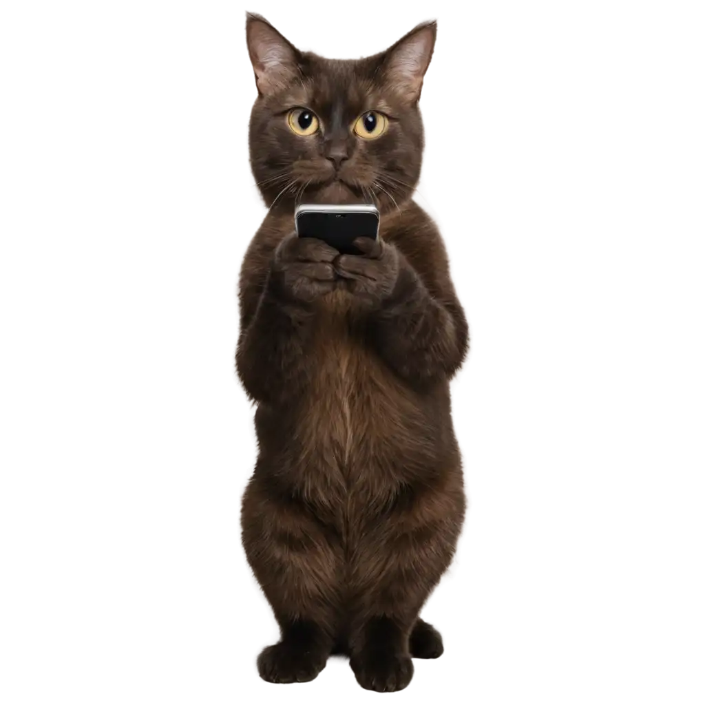 Adorable-Cat-Using-Mobile-Phone-HighQuality-PNG-Image