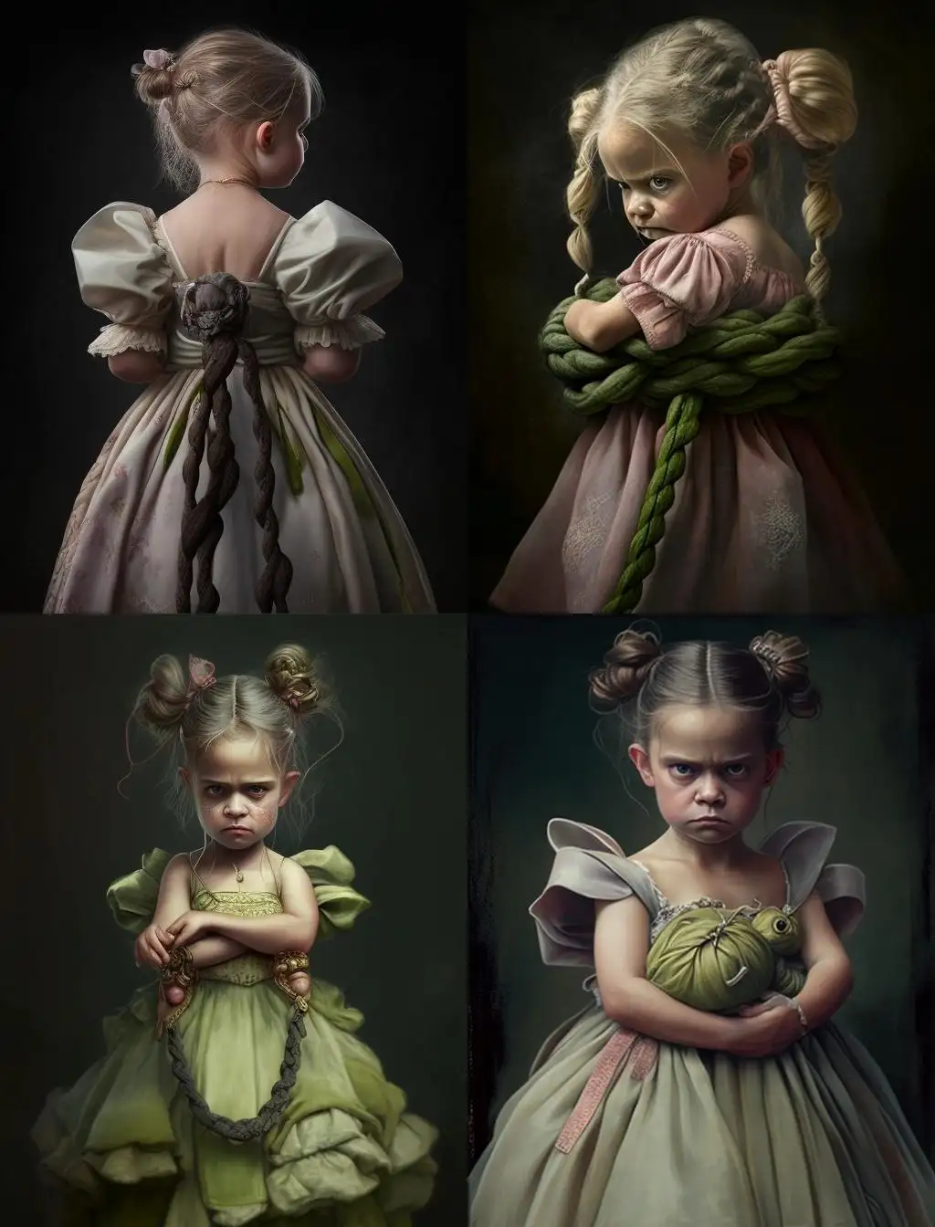 Little-Princess-in-Ball-Gown-Confronting-Goblin