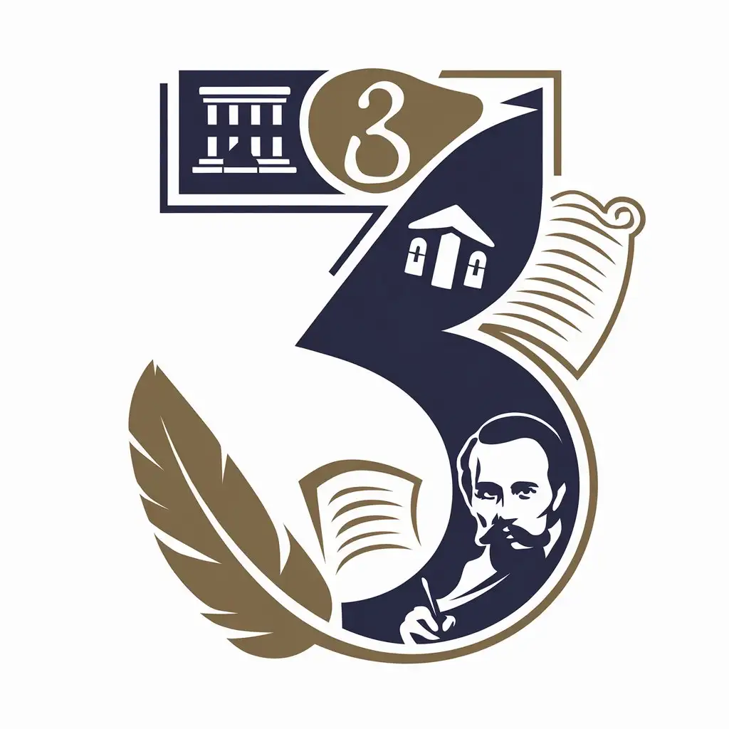 LOGO-Design-For-Education-School-Bird-Feather-Paper-Writer-Pushkin-Theme