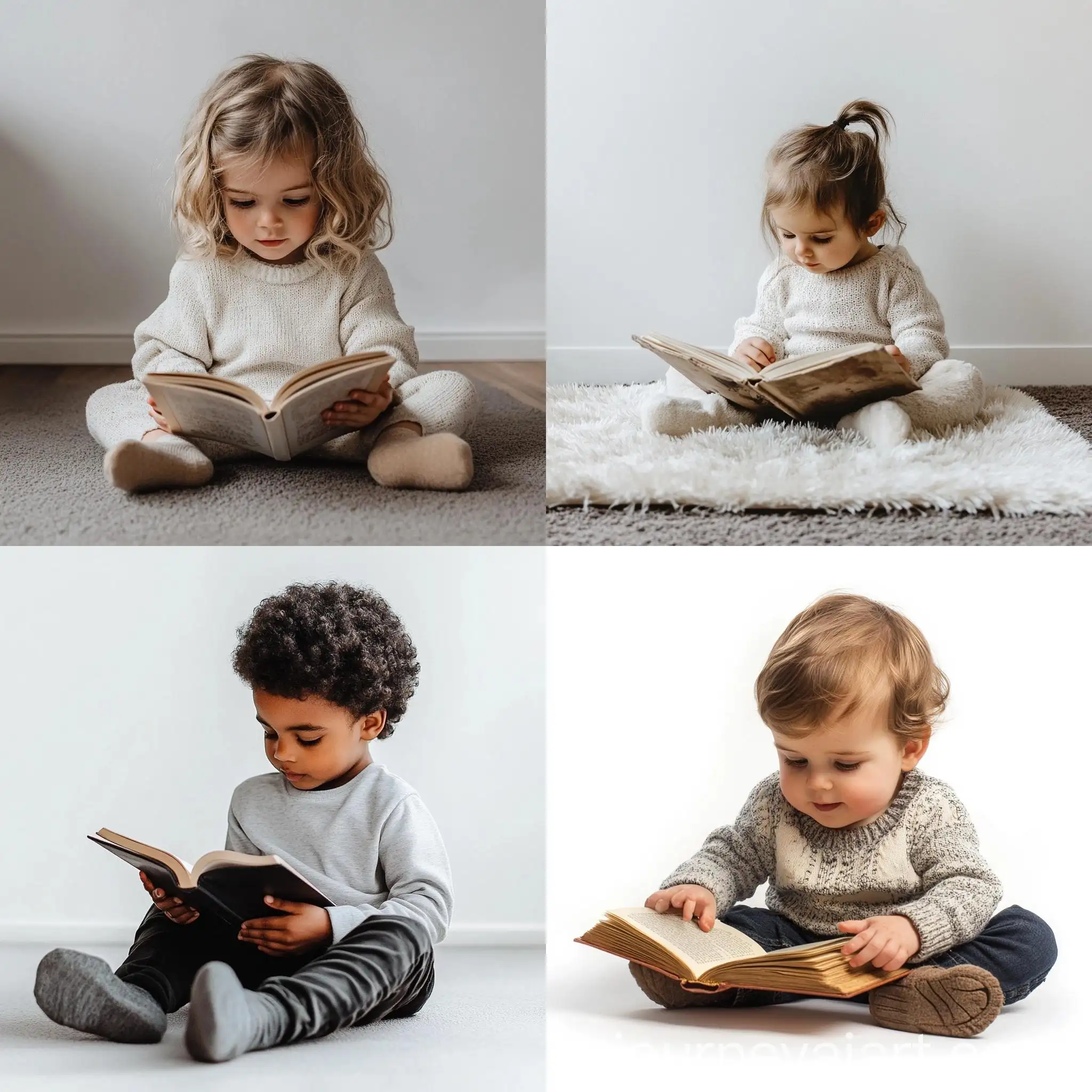 Child-Reading-Book-on-White-Background