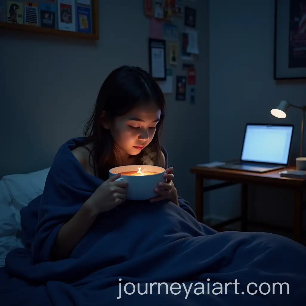 Girl-Drinking-Soup-in-Bed-Talking-to-Mom-on-FaceTime