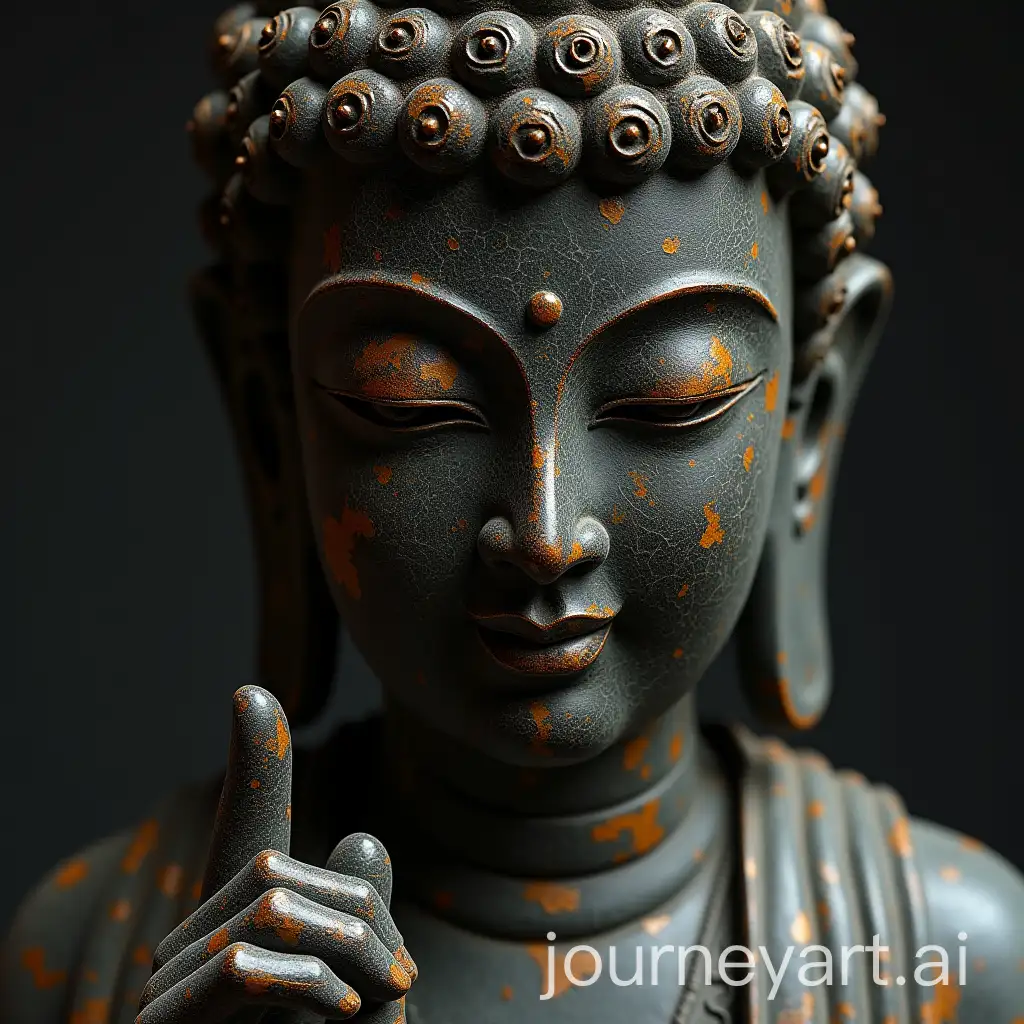 Amitabha-Buddha-with-Blackened-Eyes-and-Camphor-Tree-Background