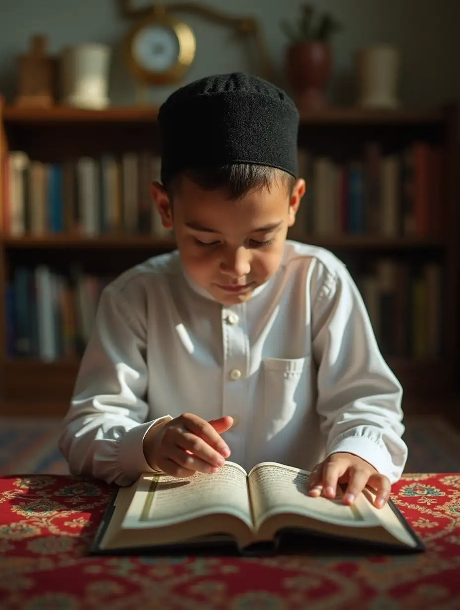 Muslim 10 year old  boys online class Quran reading