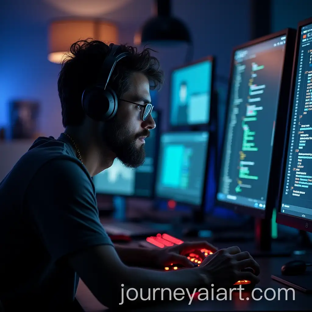 Man-Working-on-Software-Distribution-for-Electronic-Games-and-Chat-Programs