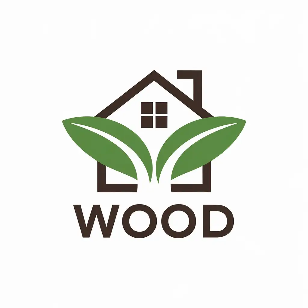 LOGO Design for Wood Eco House Symbol in Minimalistic Style for Home Family Industry