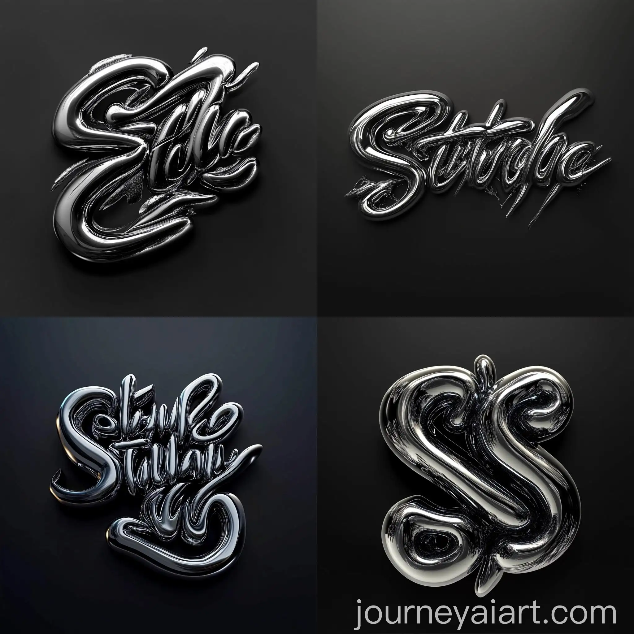 3D-Metallic-Typography-Logo-Design-on-Black-Background