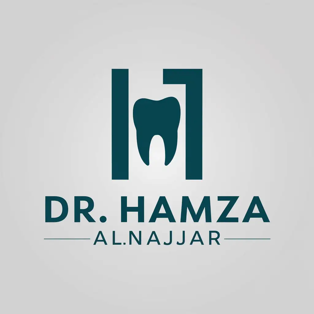 a vector logo design,with the text "Dr. Hamza Alnajjar", main symbol:The letter H is combined with a tooth symbol,complex,be used in Medical Dental industry,clear background