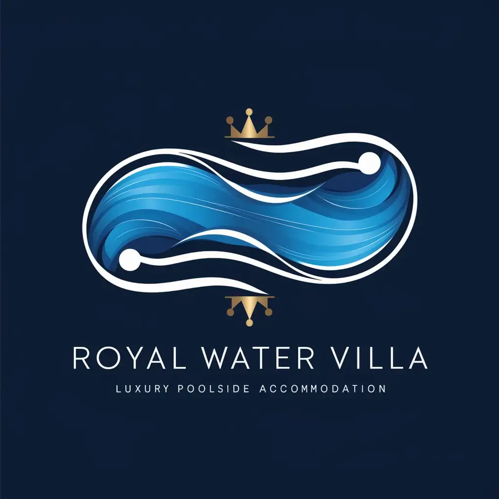 LOGO-Design-for-Royal-Water-Villa-Luxury-Poolside-Accommodation-with-Infinity-Pool-and-Water-Element-Theme