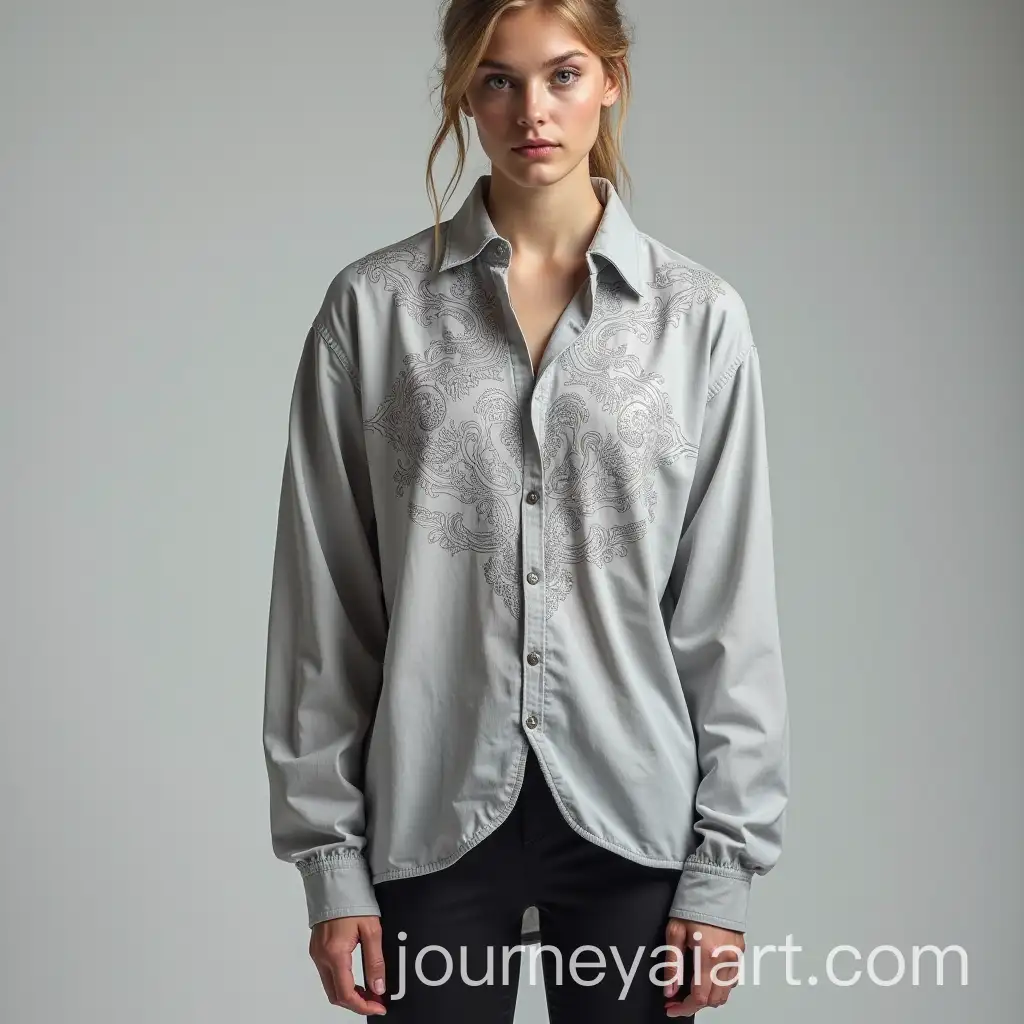LooseFitting-Light-Grey-LongSleeved-Shirt-with-Baroque-Design
