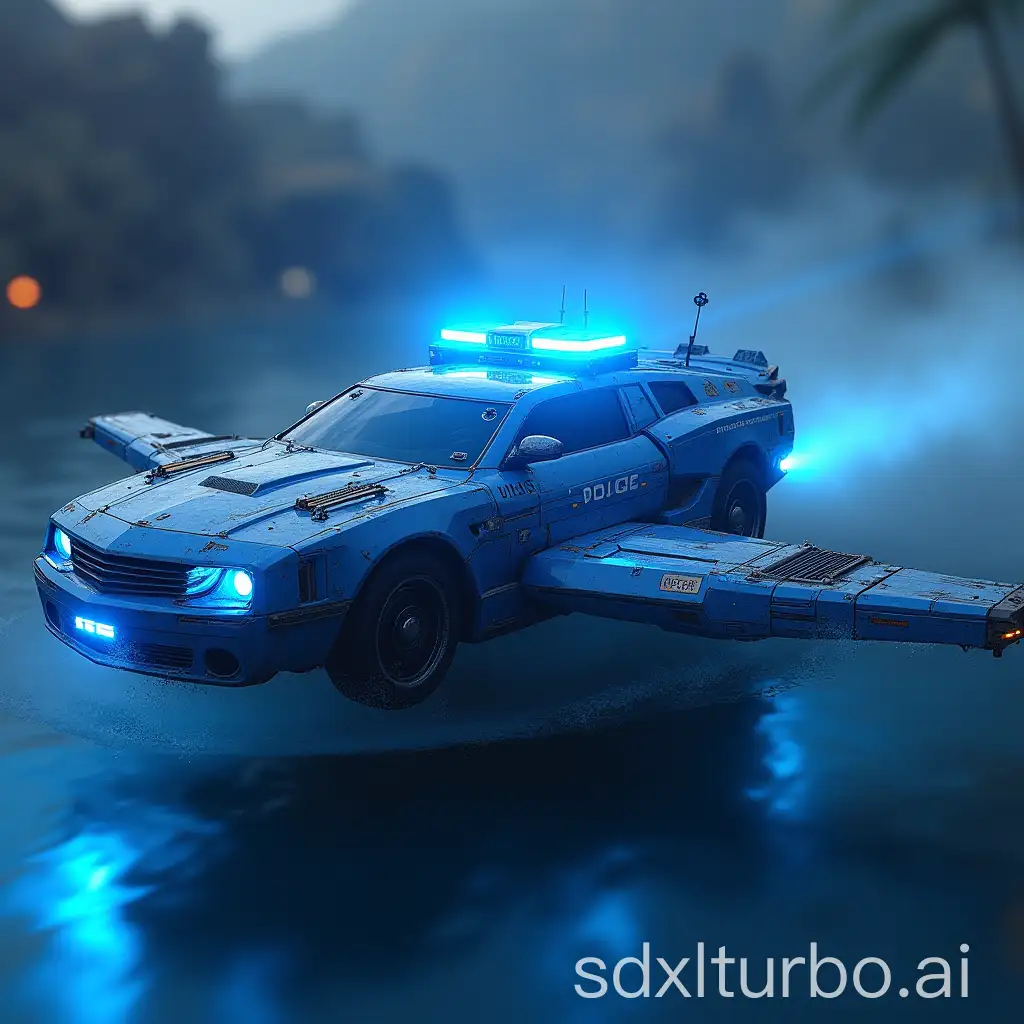 Advanced-Police-Flying-Vehicle-with-Hypersound-Drive-and-Blue-Light