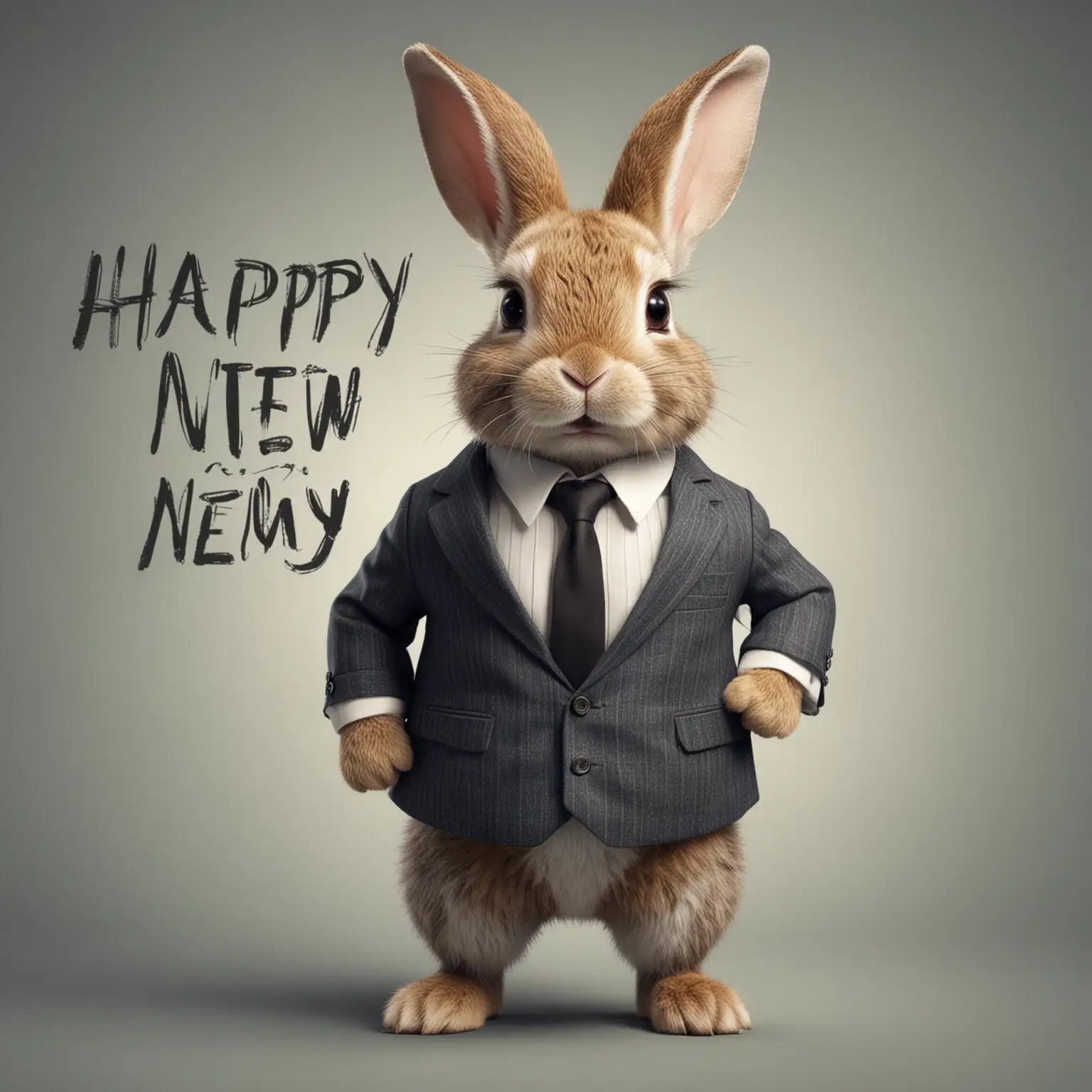 Stylish-Rabbit-in-Suit-and-Tie-with-Happy-New-Day-Greeting