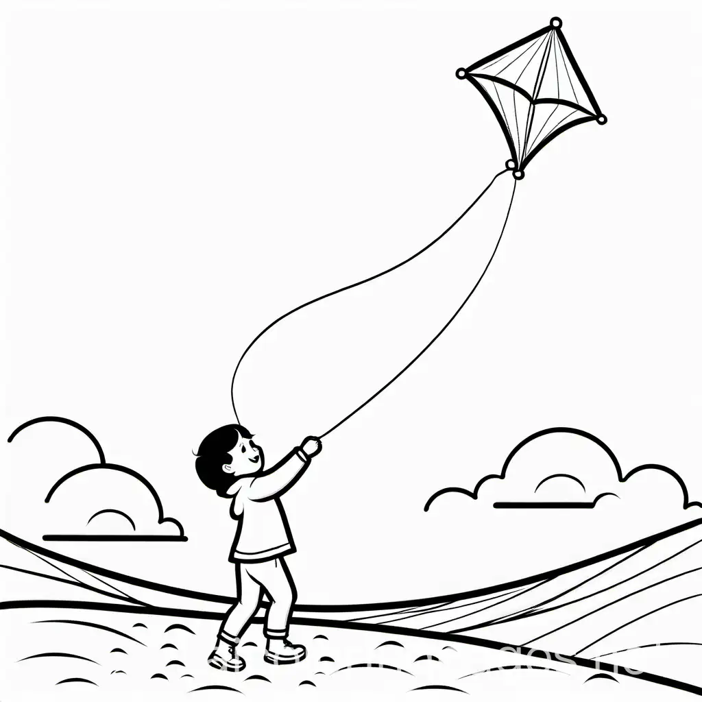 Child-Playing-with-Kite-Coloring-Page