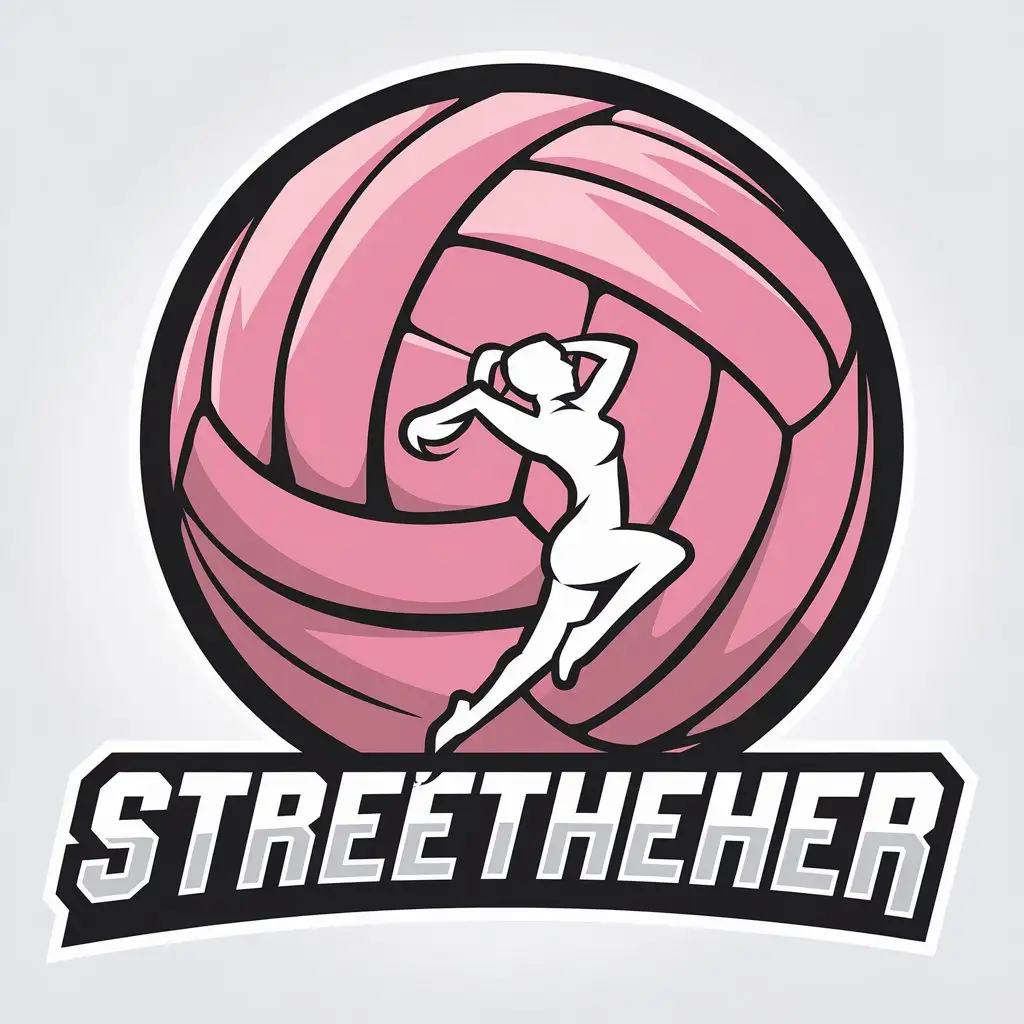 LOGO-Design-for-StreetHhher-Pink-Vector-Logo-with-Female-Sports-and-Volleyball-Theme