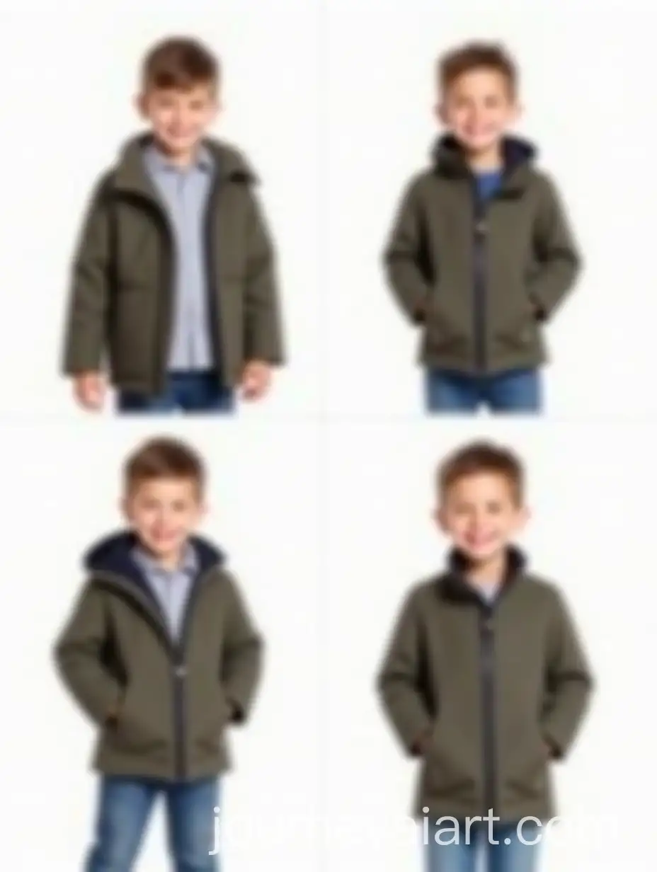 9YearOld-Boy-Smiling-in-Variations-of-Winter-Coat-Outfit-on-White-Background