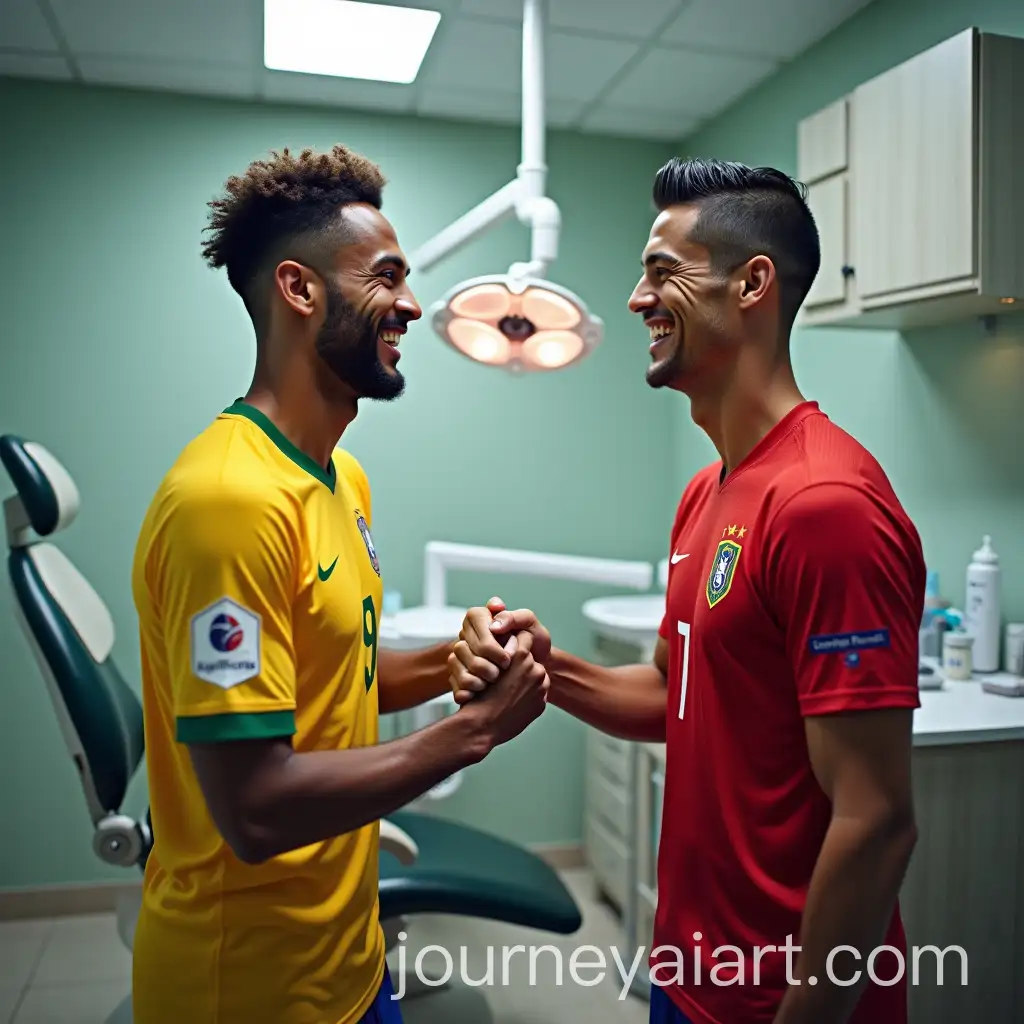 Neymar-and-Cristiano-Ronaldo-Shake-Hands-in-Dentists-Chamber