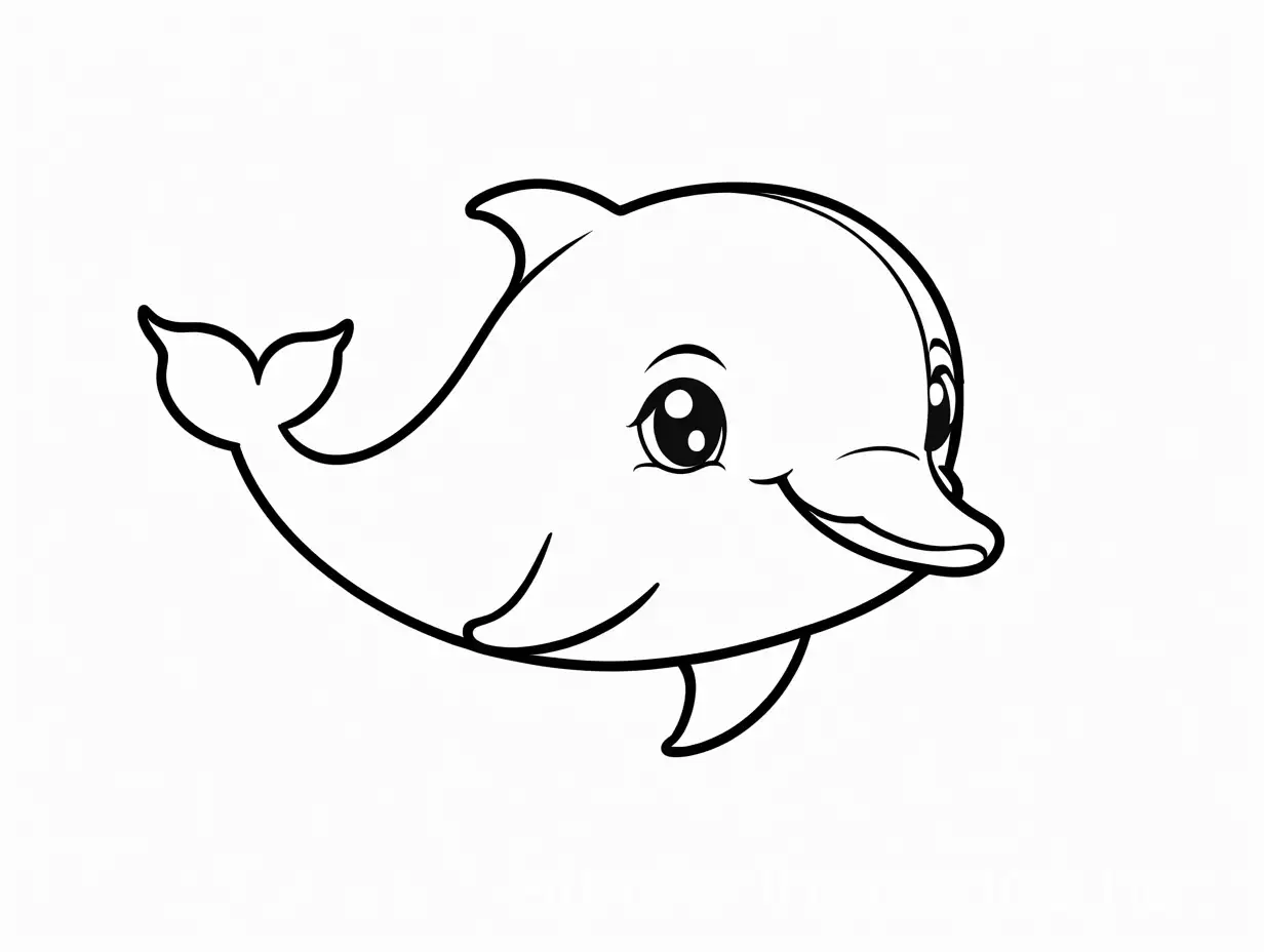 Chibi-Style-Cute-Dolphin-Coloring-Page