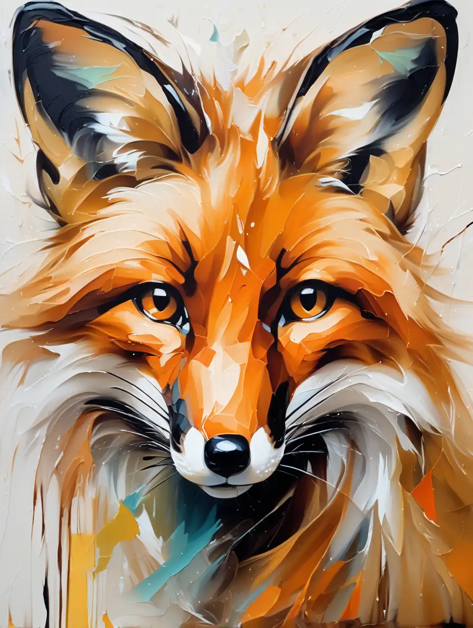 Abstract Fox Artwork in Expressionist Style