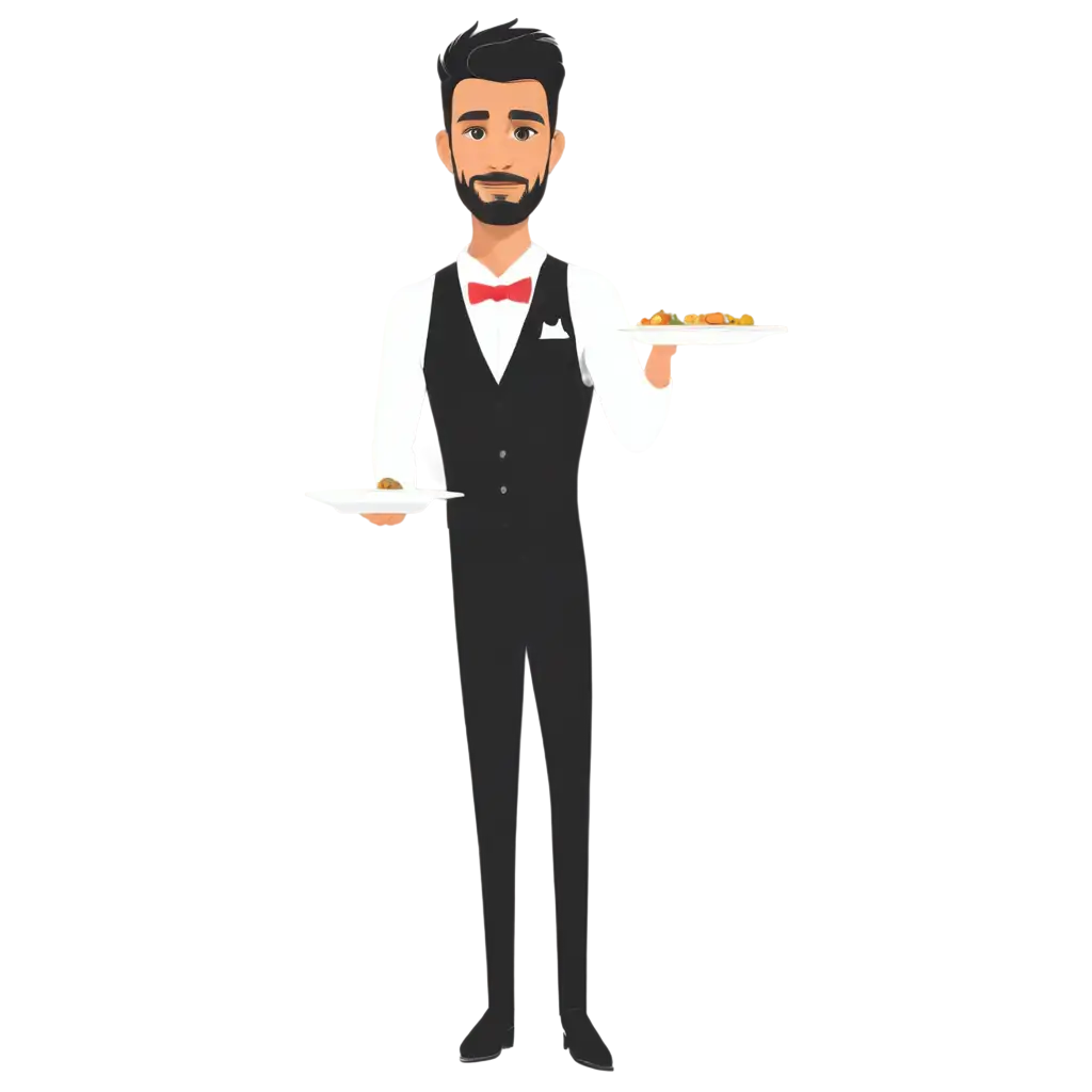 Elegant-Waiter-Man-Vector-Illustration-PNG-Perfect-for-Hospitality-and-Design