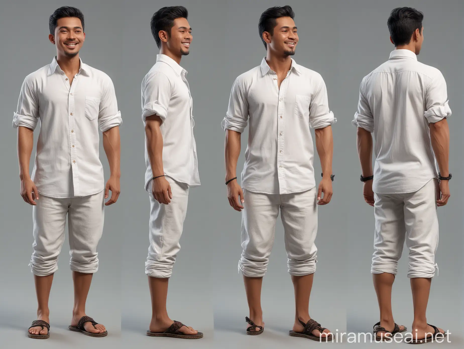 Handsome Javanese Heritage Romantic Character in Casual Sandals