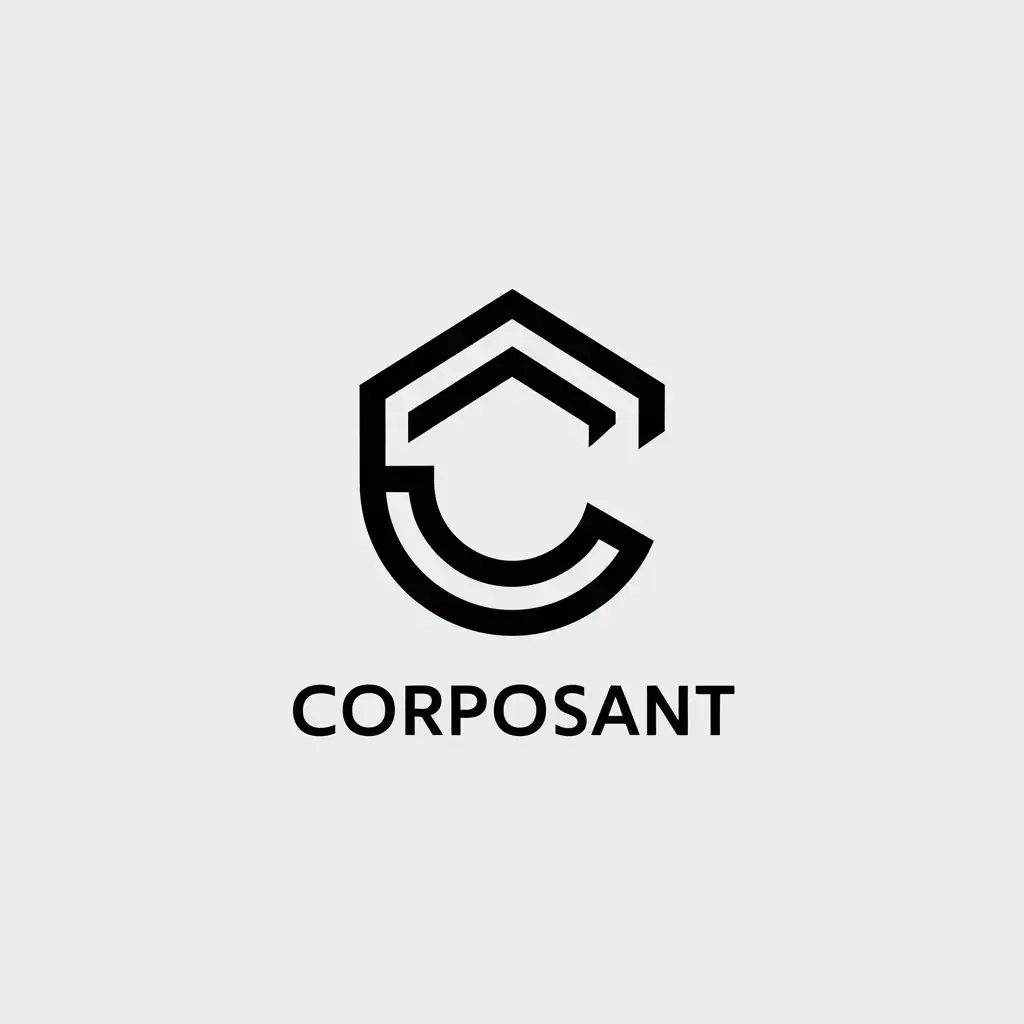 a vector logo design,with the text "Corposant", main symbol:The letter c and figure of a school in minimalist style,Minimalistic,be used in Education industry,clear background