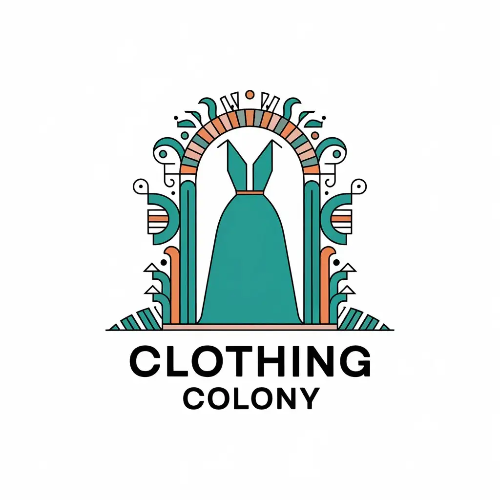 LOGO-Design-for-Clothing-Colony-Dress-Symbol-in-Vector-Style-with-Clear-Background