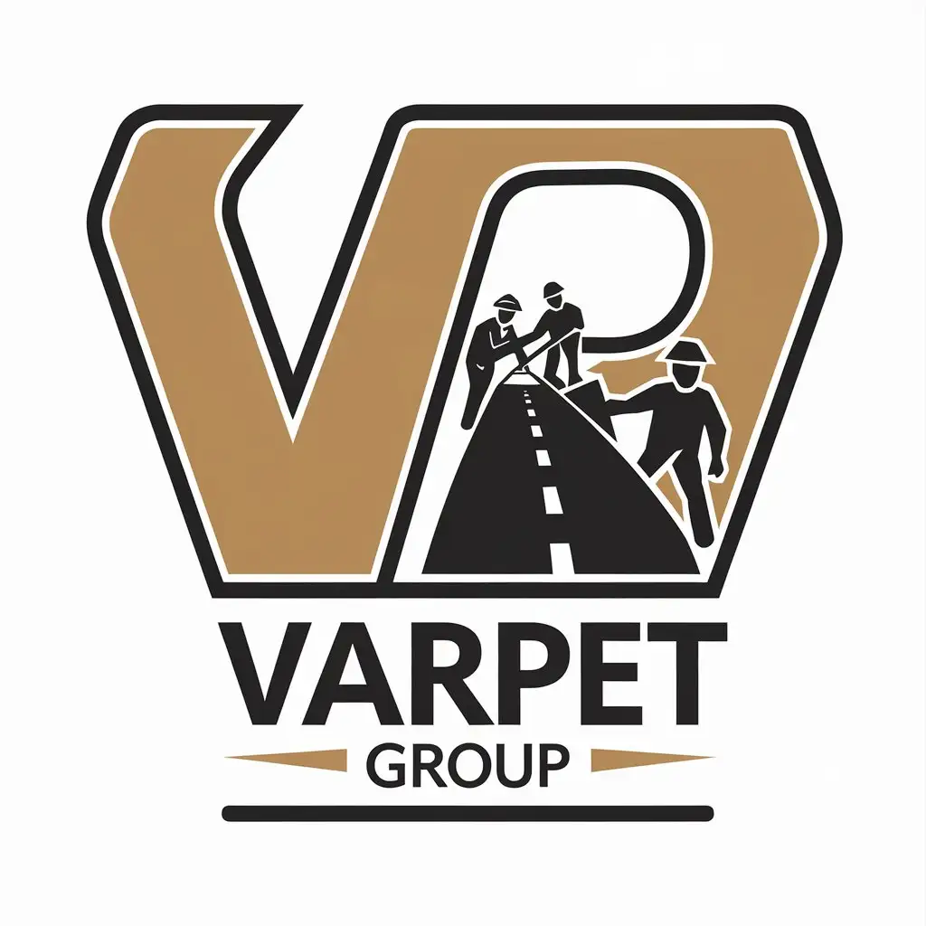 LOGO Design for Varpet Group Road Construction Company with Workers in a Vector Style