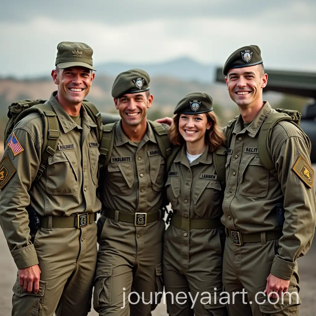 Four-Friends-in-Military-Service-Posing-Together-in-Uniform