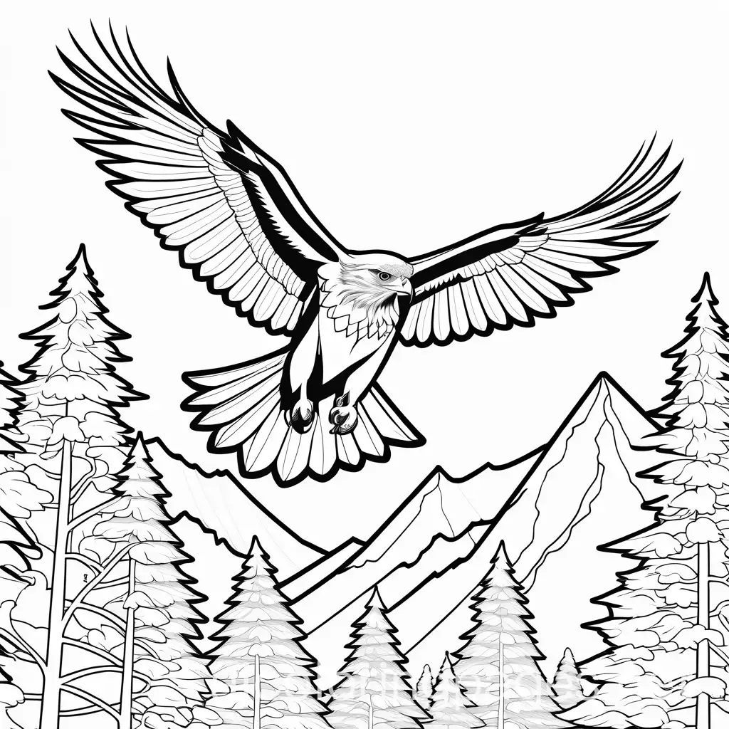 Hawks-Soaring-Among-Trees-A-Fun-Coloring-Page-for-Kids