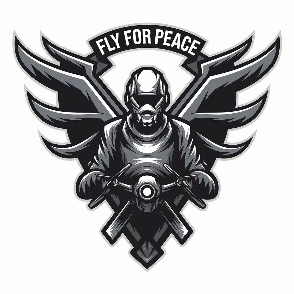 LOGO Design for Fly for Peace Vector Logo Featuring FPV Drone Pilot with Clear Background