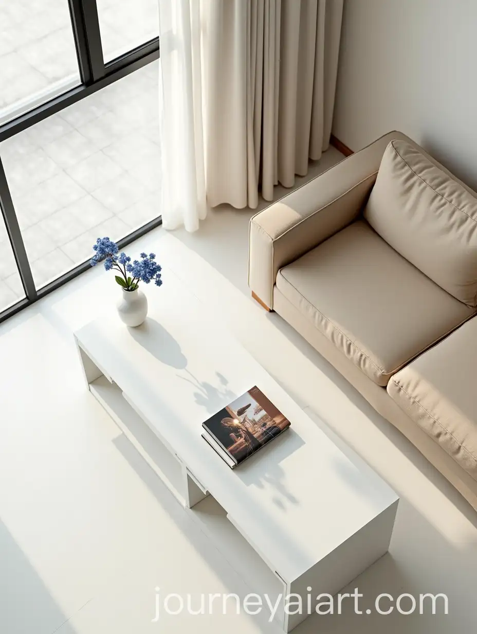 Aerial-View-of-a-Minimalist-Beige-Apartment-Living-Room