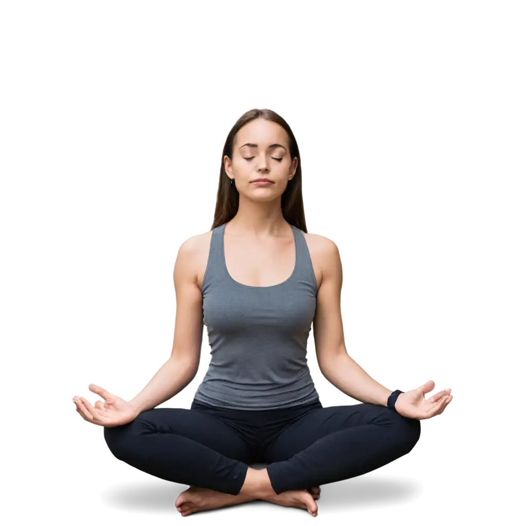 Mesomorph-Body-Type-Woman-in-Meditation-Pose-PNG-Image