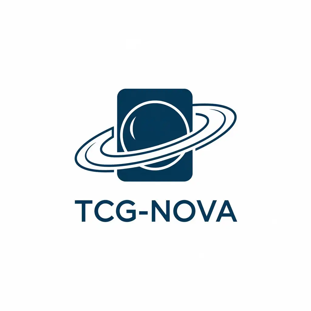 LOGO Design for TCGNova Blue Red Black with Card and Saturn Rings or Atoms Theme