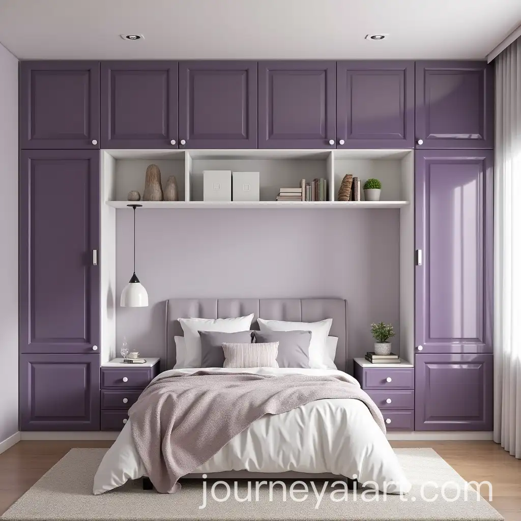 Modern-Bedroom-with-Purple-Wardrobes-and-White-Lofts