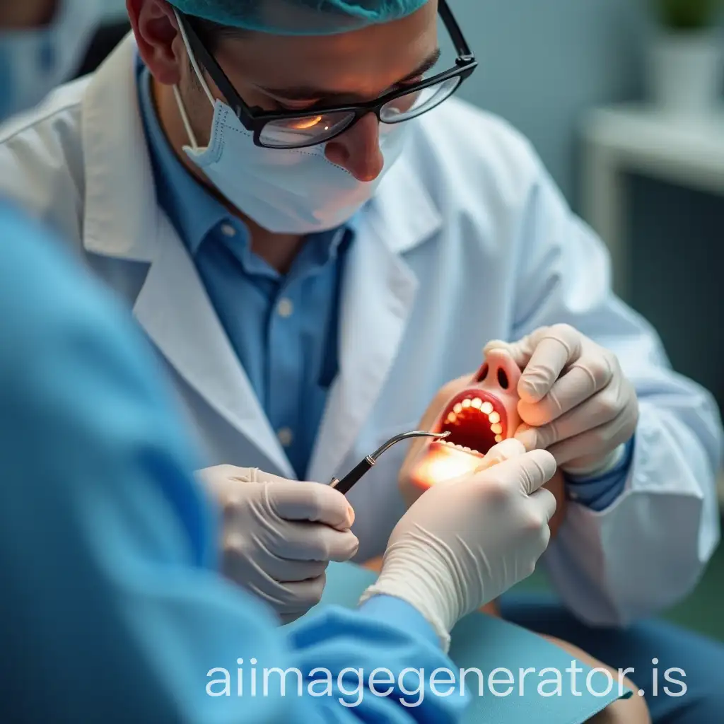 a doctor performing a simple front tooth extraction