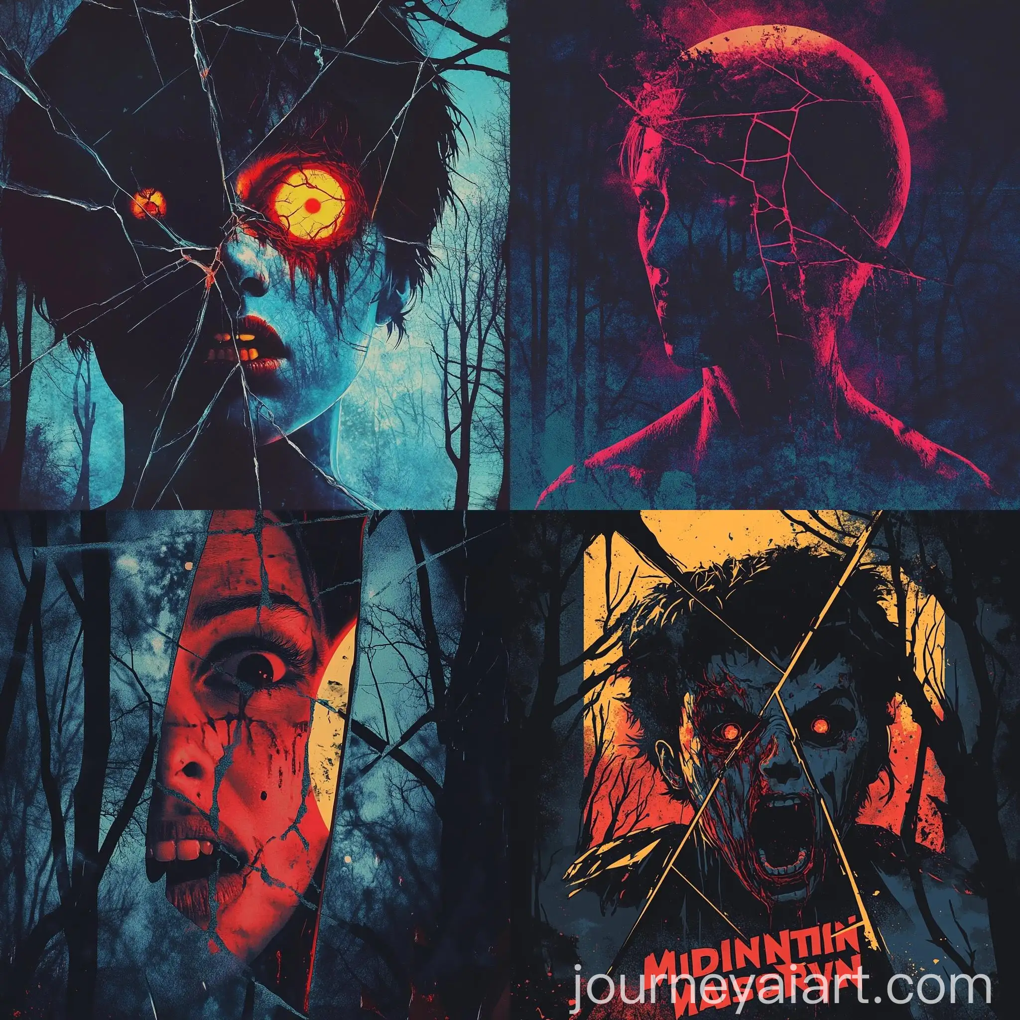 Terrified-Person-in-Moonlit-Forest-Retro-Darkwave-Horror-Synth-Poster