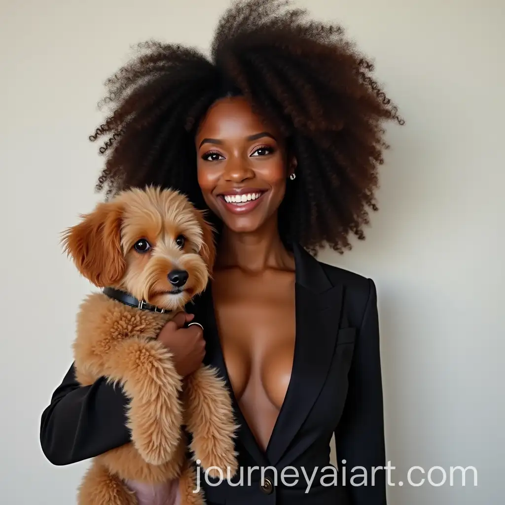 Radiant-African-Woman-with-Fluffy-Dog-in-Modern-Chic-Outfit