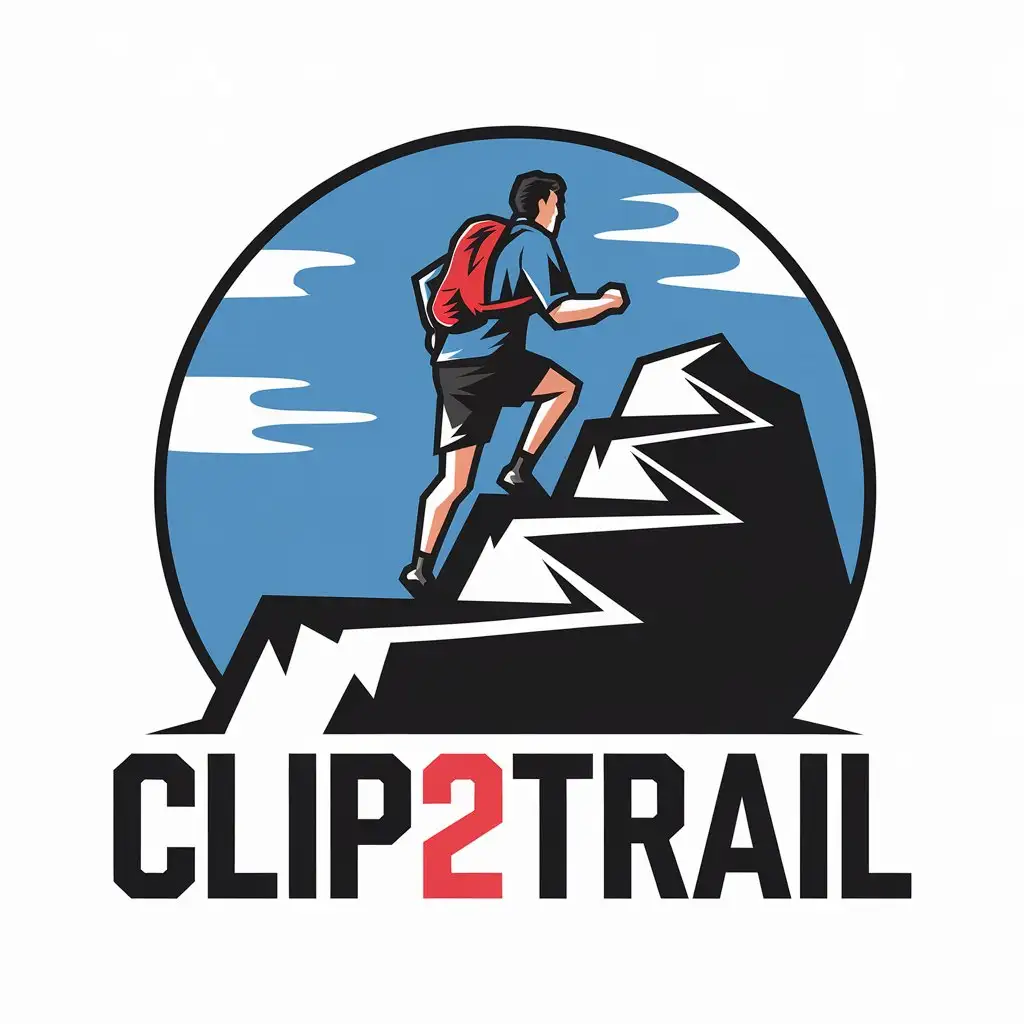 LOGO-Design-For-Clip2Trail-Vector-Design-Featuring-a-Mountain-Runner