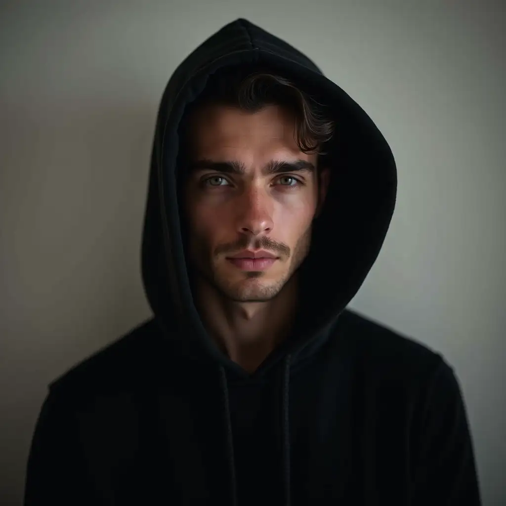 A dark-haired guy in a black hoodie