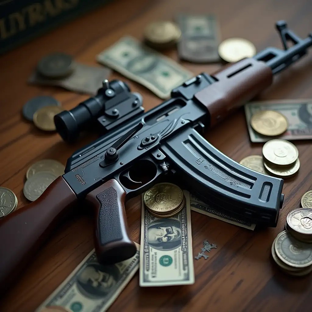Inscription Dmitriy, AK 74m gun, iPhone 14 pro max, money