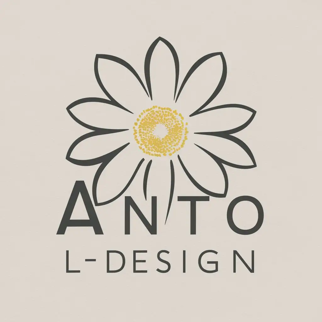 a logo design,with the text "ANTO L-design", main symbol:Daisy Flower,Moderate,clear background