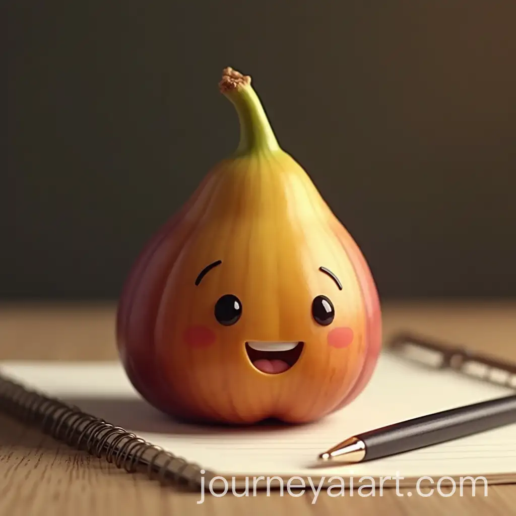 Realistic-Fig-Fruit-on-Desk-with-Pen-and-Notebook